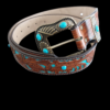 Boho Chic Turquoise and Brown Embossed Belt