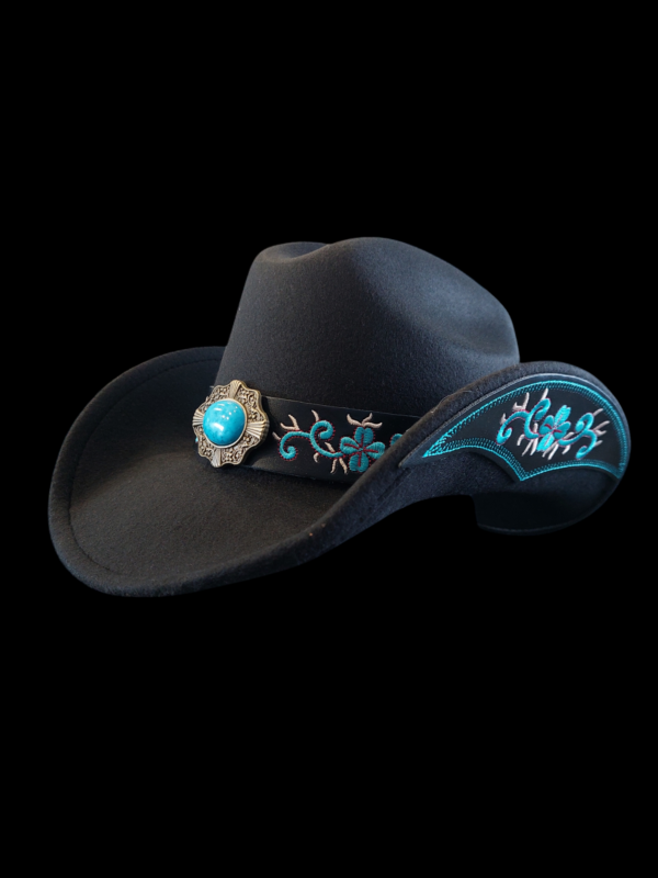 Felt Cowboy Hat with Turquoise Stone