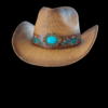 Woven Cowboy Hat with Turquoise Stone