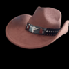 Felt Cowboy Hat with Silver Longhorn and Rivets